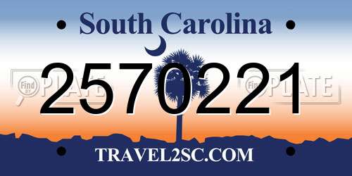 2570221 South Carolina License Plate