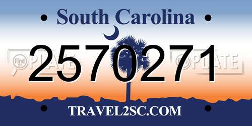 2570271 South Carolina License Plate