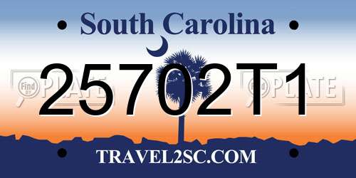 25702T1 South Carolina License Plate