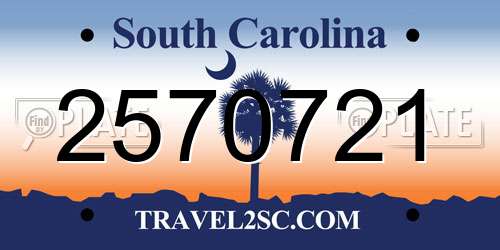 2570721 South Carolina License Plate