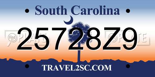 25728Z9 South Carolina License Plate