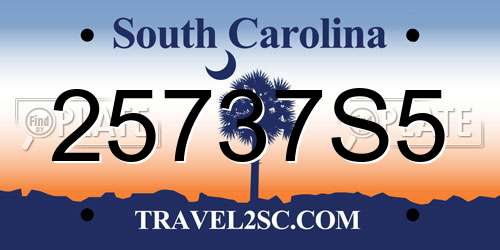 25737S5 South Carolina License Plate
