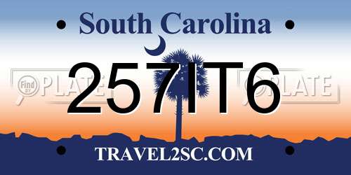 257IT6 South Carolina License Plate