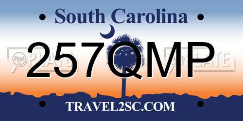 257QMP South Carolina License Plate