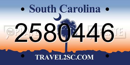 2580446 South Carolina License Plate