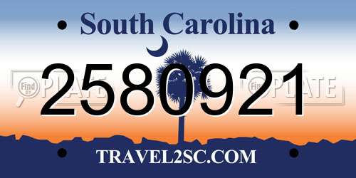 2580921 South Carolina License Plate