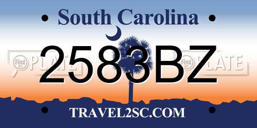 2583BZ South Carolina License Plate