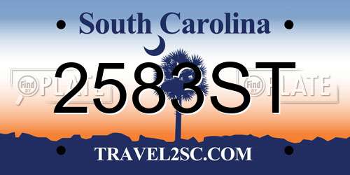 2583ST South Carolina License Plate