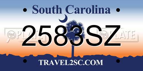 2583SZ South Carolina License Plate