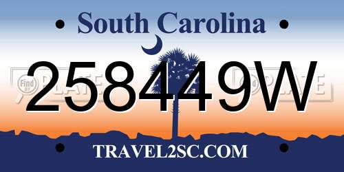 258449W South Carolina License Plate