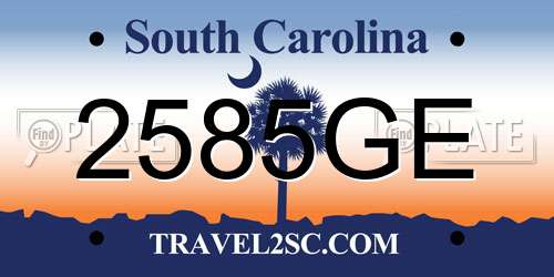2585GE South Carolina License Plate
