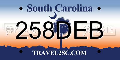 258DEB South Carolina License Plate