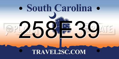 258E39 South Carolina License Plate