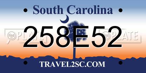 258E52 South Carolina License Plate