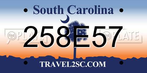 258E57 South Carolina License Plate