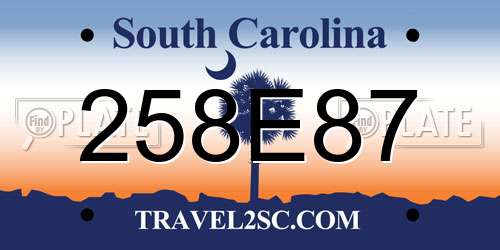 258E87 South Carolina License Plate