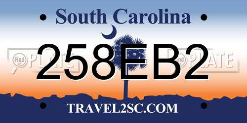 258EB2 South Carolina License Plate