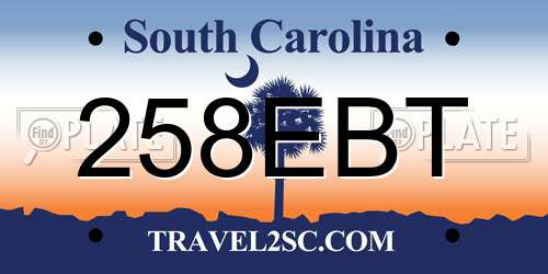 258EBT South Carolina License Plate