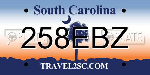 258EBZ South Carolina License Plate