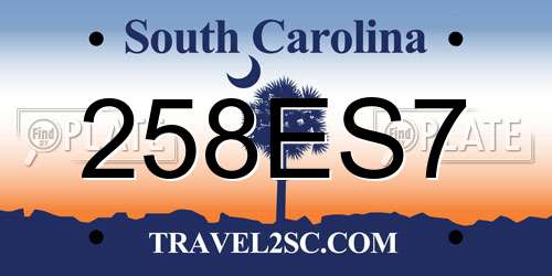258ES7 South Carolina License Plate