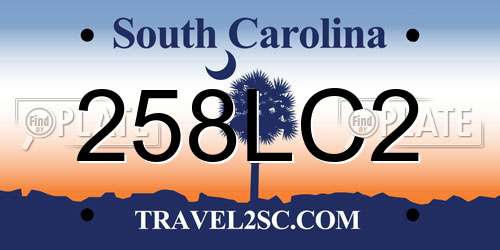258LC2 South Carolina License Plate