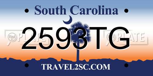 2593TG South Carolina License Plate