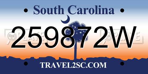 259872W South Carolina License Plate