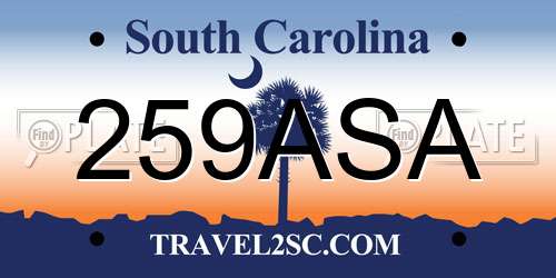 259ASA South Carolina License Plate