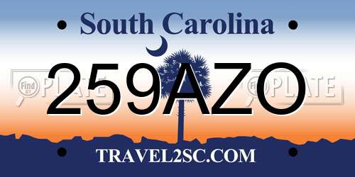 259AZO South Carolina License Plate