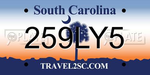 259LY5 South Carolina License Plate