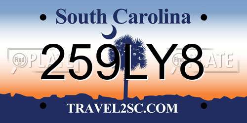 259LY8 South Carolina License Plate