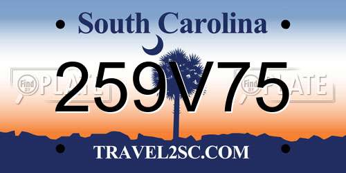 259V75 South Carolina License Plate