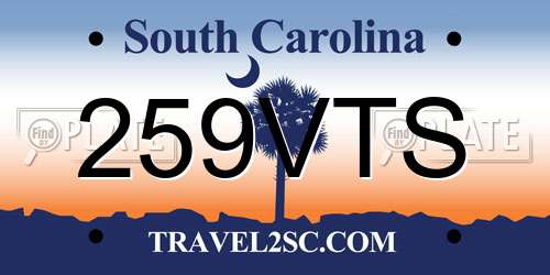 259VTS South Carolina License Plate