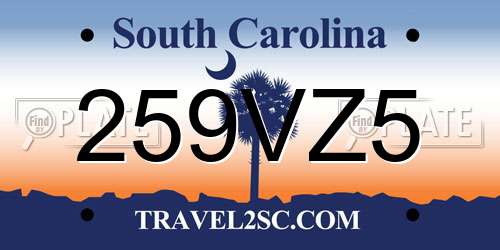 259VZ5 South Carolina License Plate