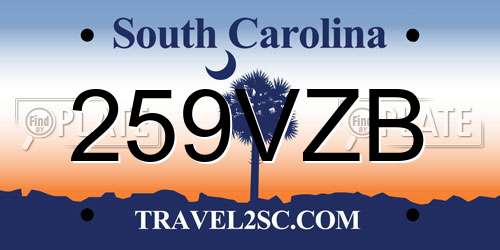 259VZB South Carolina License Plate