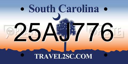 25AJ776 South Carolina License Plate