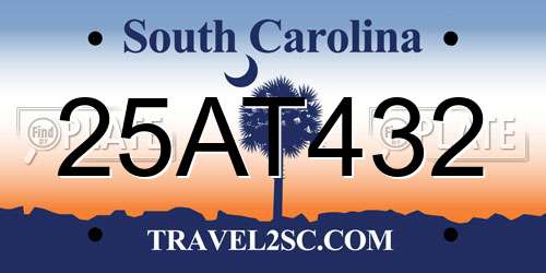 25AT432 South Carolina License Plate