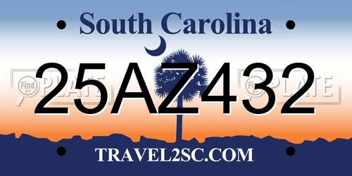 25AZ432 South Carolina License Plate