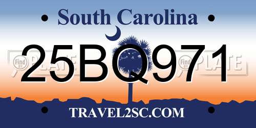 25BQ971 South Carolina License Plate