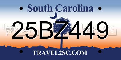 25BZ449 South Carolina License Plate