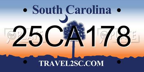 25CA178 South Carolina License Plate
