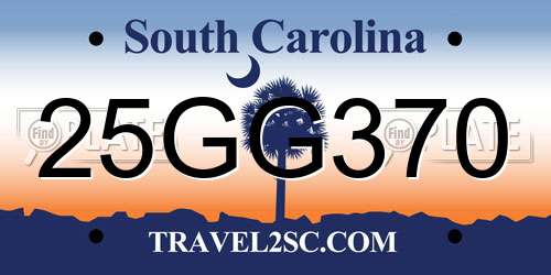 25GG370 South Carolina License Plate
