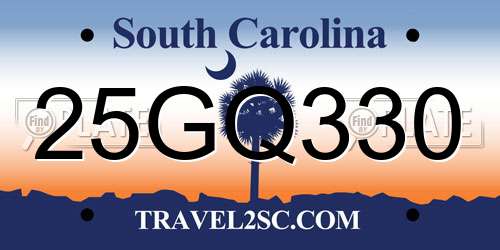 25GQ330 South Carolina License Plate