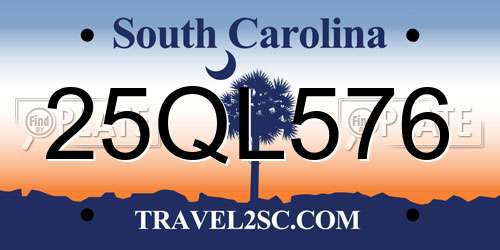 25QL576 South Carolina License Plate