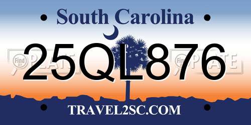25QL876 South Carolina License Plate