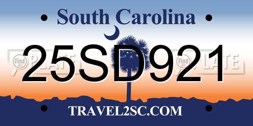 25SD921 South Carolina License Plate