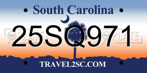 25SQ971 South Carolina License Plate