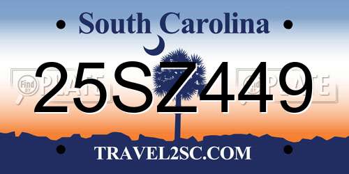 25SZ449 South Carolina License Plate