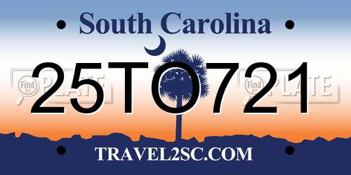25TO721 South Carolina License Plate