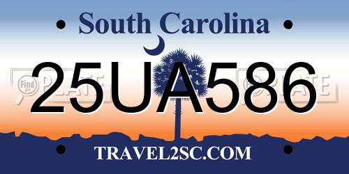 25UA586 South Carolina License Plate